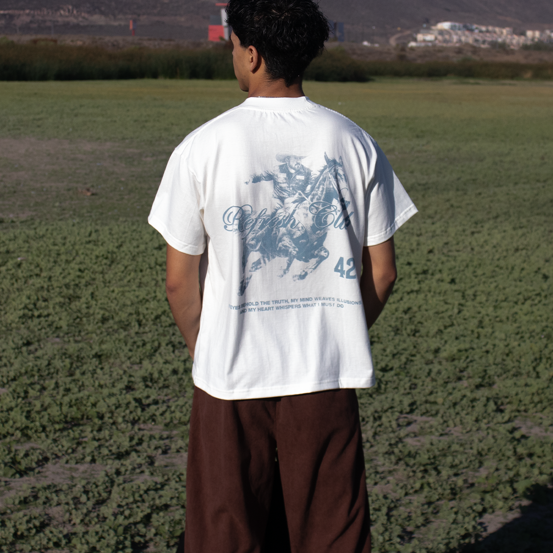 RODEO TEE BONE AND DARK BLUE