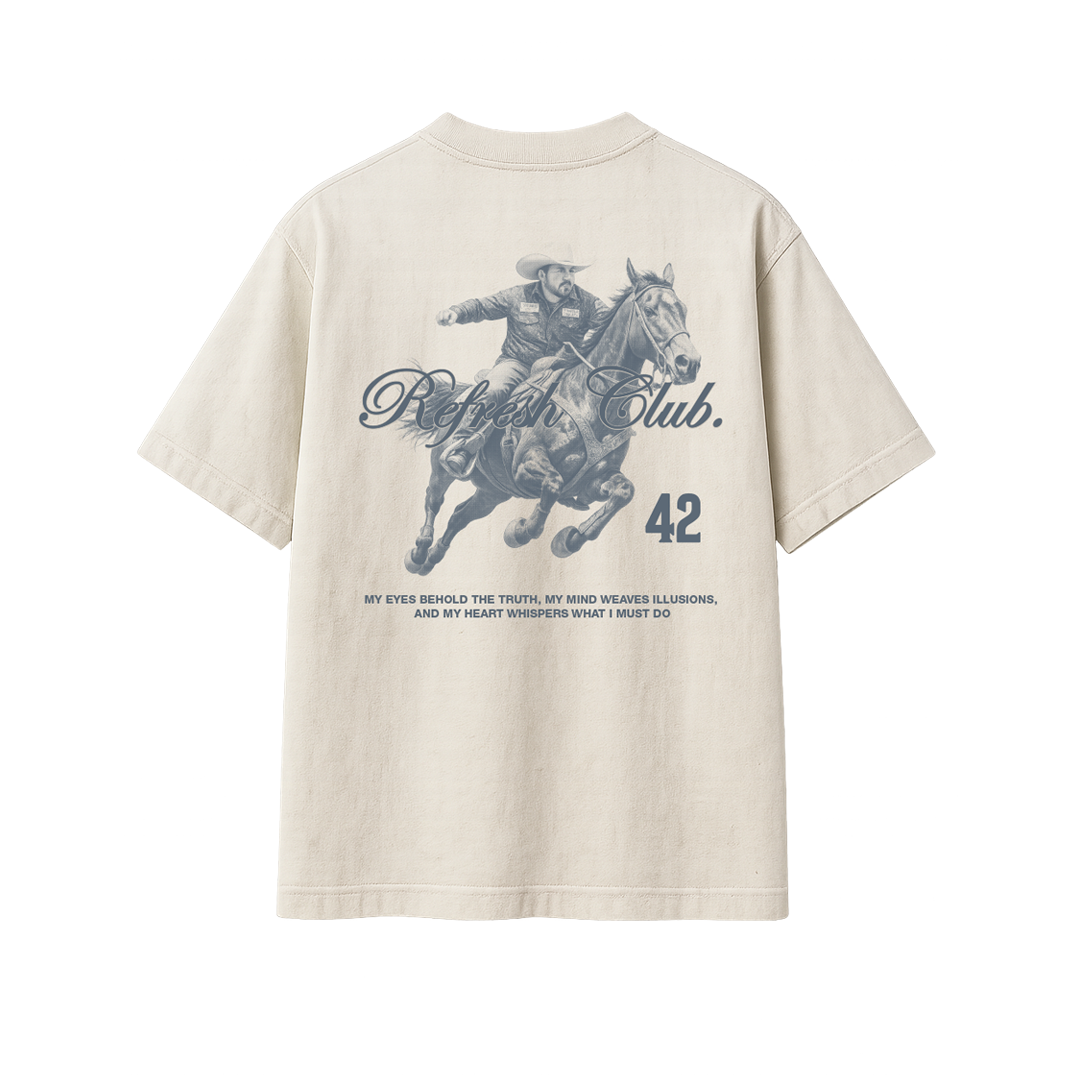 RODEO TEE BONE AND DARK BLUE