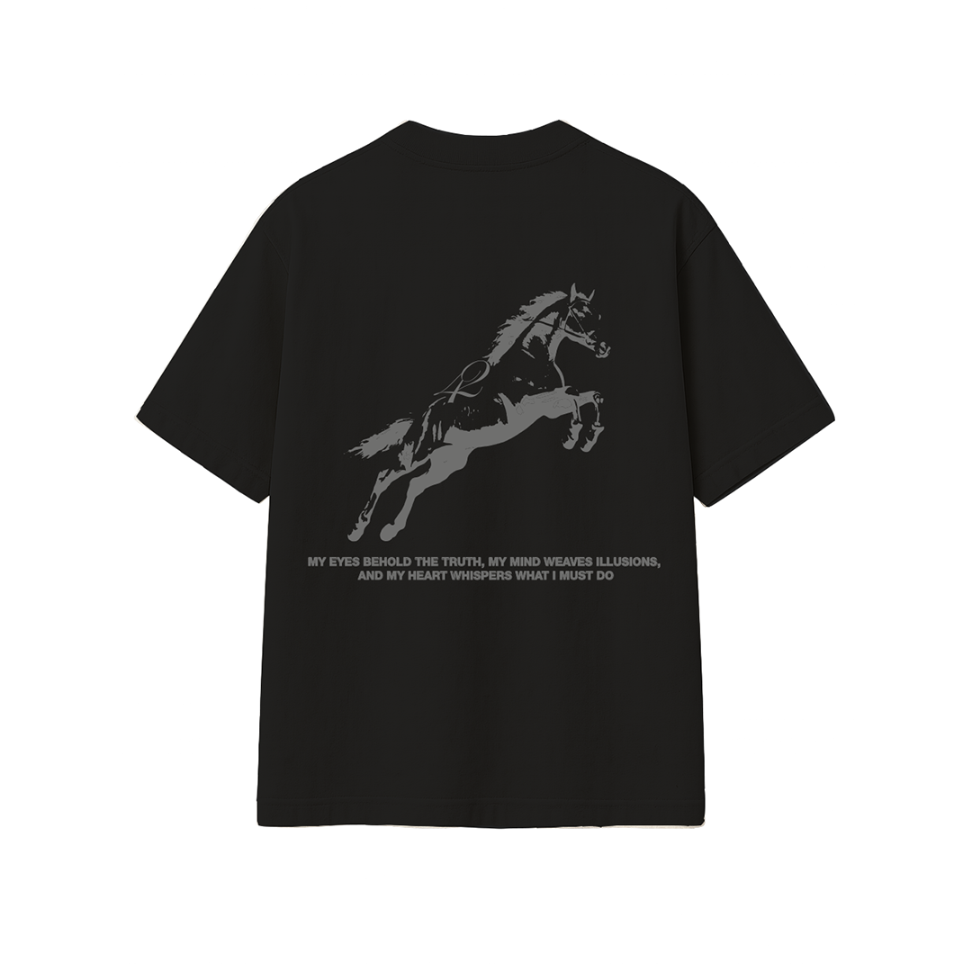 HORSE TEE BLACK AND BLACK